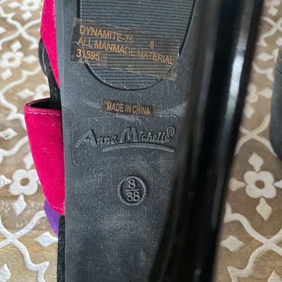 Strappy Faux Suede Heels in Purple, Taupe, Fushcia and Black, Size 8 - Picture 6 of 13